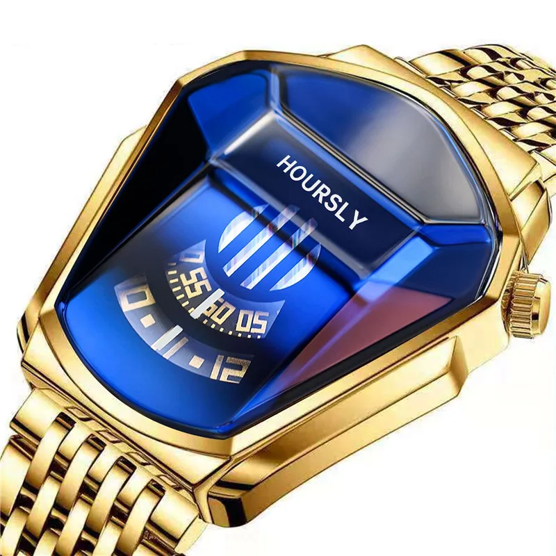 Luxury Hoursly Brand Trend Cool Men's Wrist Watch Stainless Steel Technology Fashion Quartz Watch For Men 2021 Relogio Masculino