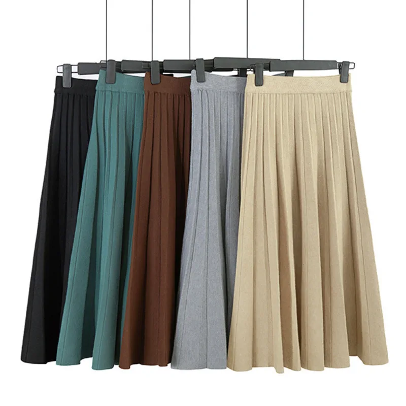 

Женская твидовая юбка Leiouna, повседневная однотонная плиссированная юбка А-силуэта с высокой талией, твидовая теплая средней длины, для школы и осени, зима