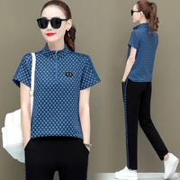 summer fashion 2 piece set womens outfits plus size short sleeved and long pants sets casual running clothes style age