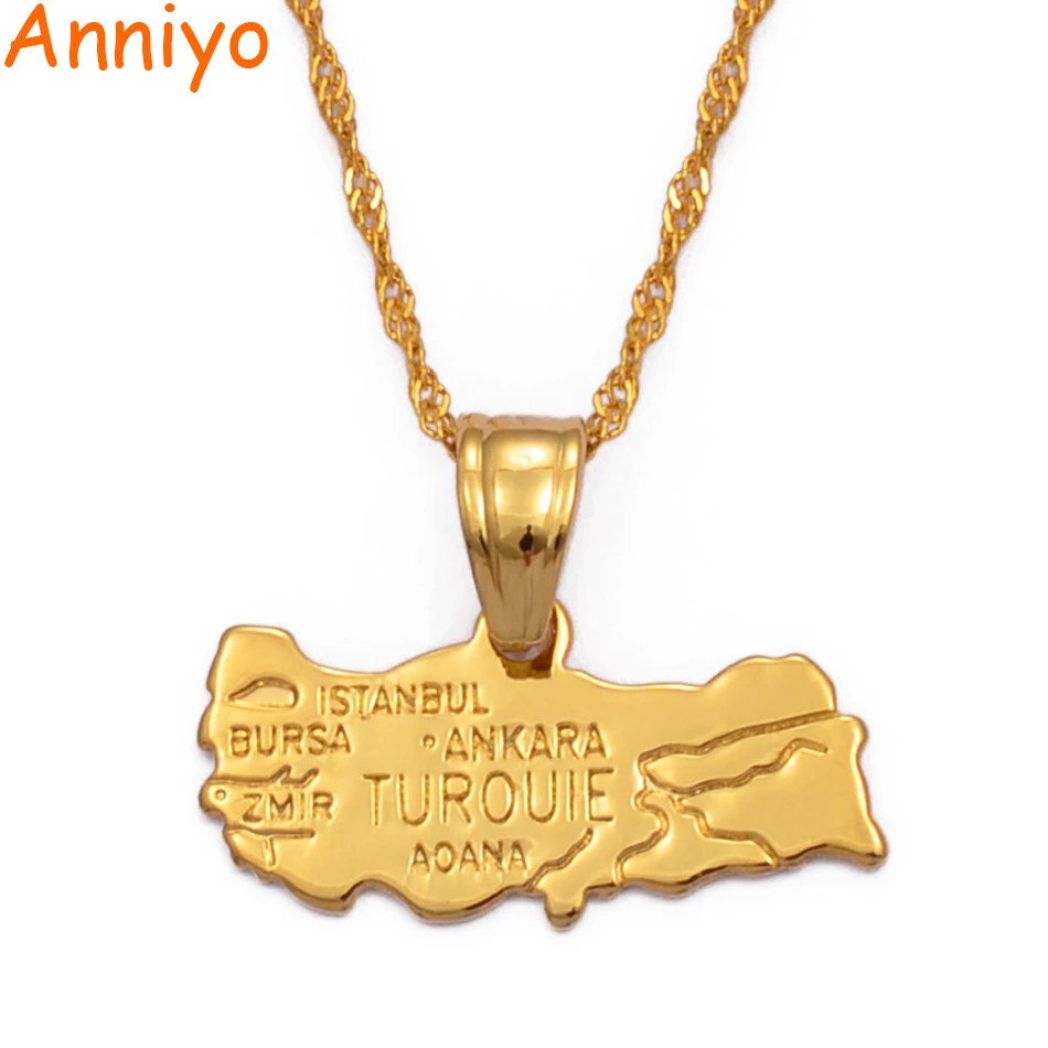 Женское ожерелье с подвеской Anniyo TUROUIE/Турецкая карта турецкое Золотое ювелирное