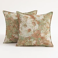 nordic jacquard pillowcase four seasons flower cushion cover jacquard pattern pillow case thickened sanded fabric square 45x45cm