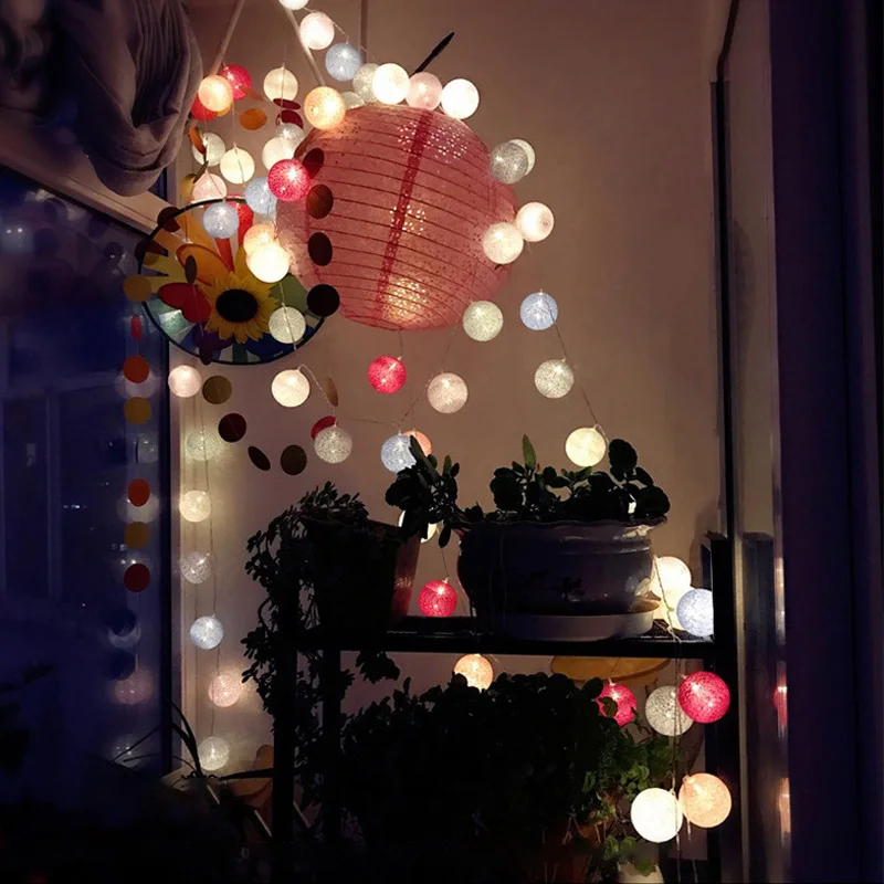 

3M /6M LED Cotton Ball Outdoor USB Lights String Holiday Wedding Party Baby Bed Fairy Christmas Xmas Garland Lights Decoration