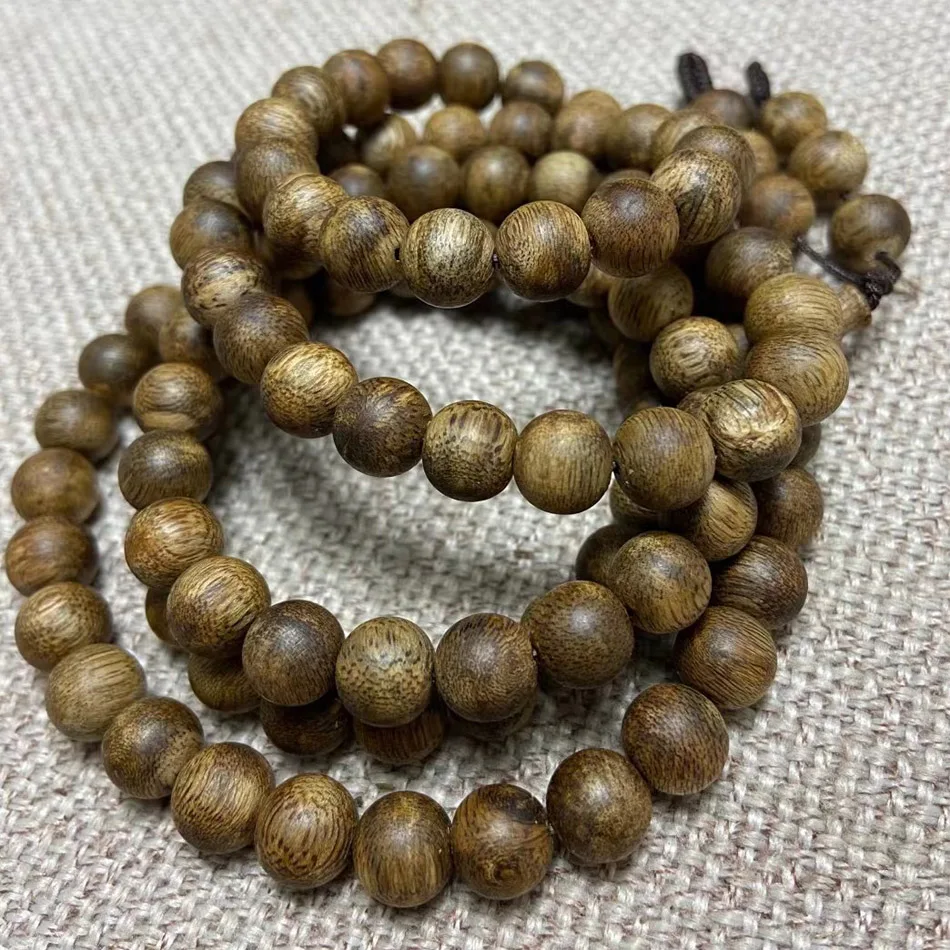 

8mmx108pcs Genuine Chinese Green kyara Buddha prayer beads bracelet kinam wood bangle valuable collection