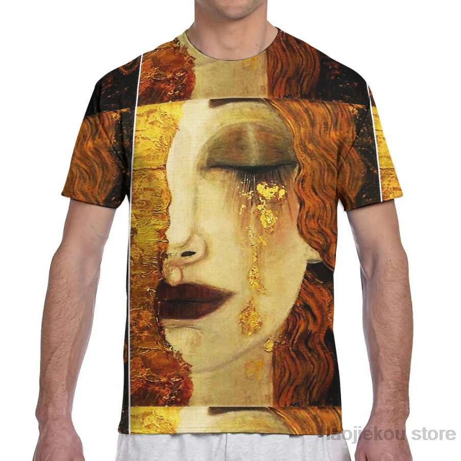 Men Золотые слезы. Jugendstil art by Klimt Мужская футболка женская модная футболка с принтом для девочек топы для мальчиков футболки с короткими рукавами - Цвет: Men