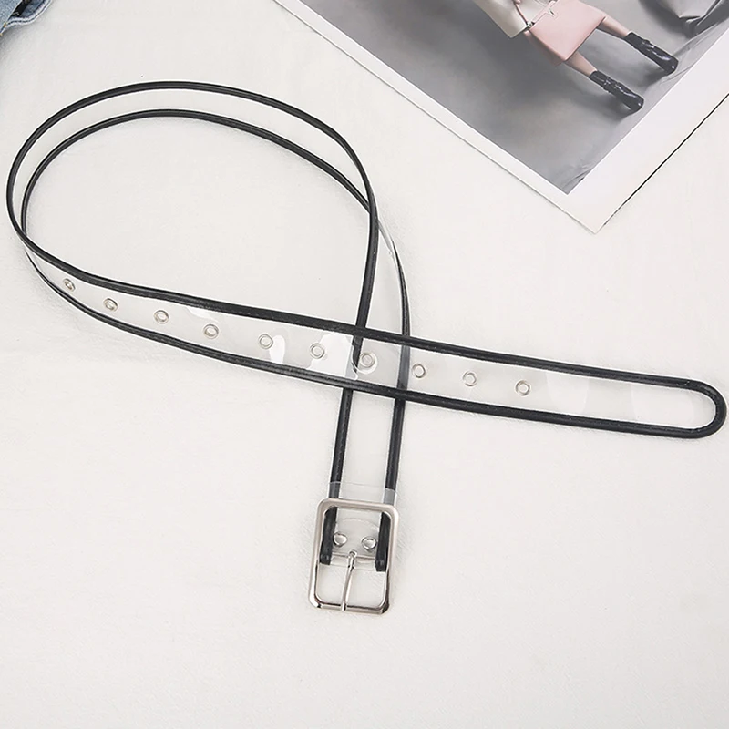 

New Design Women's Strap Casual Cute Transparent PVC Women Strap White Color Belts Top Quality Fashion Heart Buckle Jeans Belt