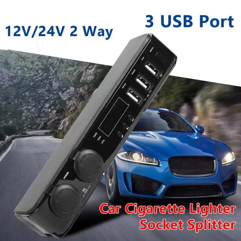 12 V/24 V 2 Way розетка для автомобильного прикуривателя Разветвитель USB зарядное устройство адаптер Прямая поставка