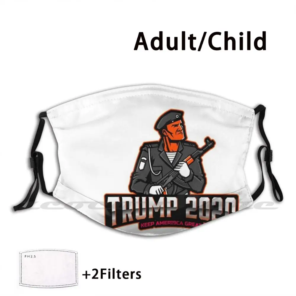 

Trump 2020 Soldier W Guns Washable Trending Customized Pm2.5 Filter Mask Politics Trump 2020 Maga Encourage Funny Kag Guns