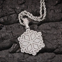 snow geometric iced out bling pendant necklace mirco pave prong setting men women female male fashion hip hop jewelry bp065