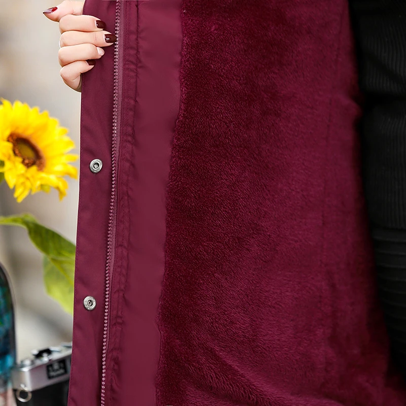Новая зимняя куртка для женщин среднего возраста с бархатным утеплителем
