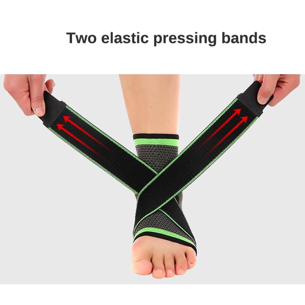 

Men Women Compression Sleeve Ankle Support Brace Black Green M L XL