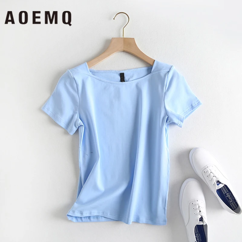 Женские повседневные футболки AOEMQ летние дышащие хлопковые вечерние для отдыха