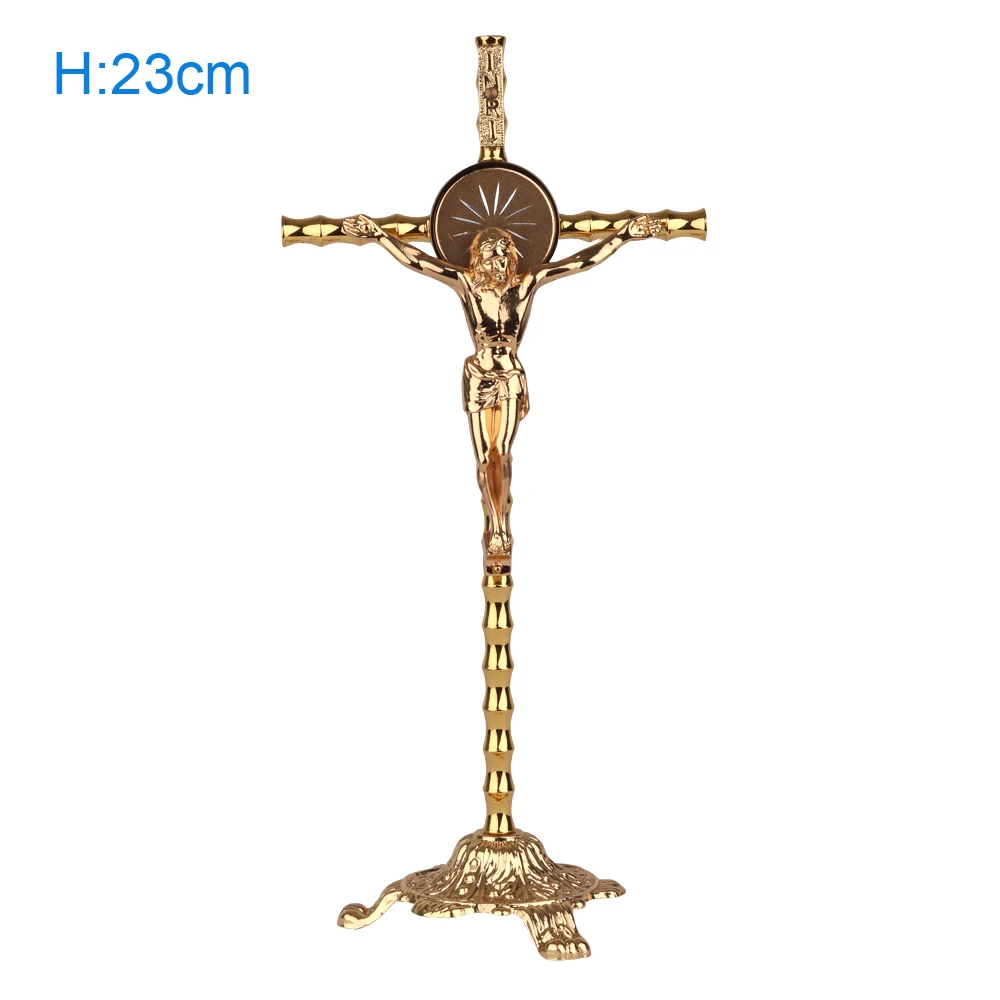 

Metal Jesus Cross Catholic Crucifix Cross Standing Taptable Cross For Home Decor