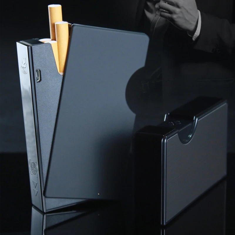 Легкий интегрированный Автоматический чехол для сигарет перезаряжаемый с 10 зажигалками USB Перезаряжаемый