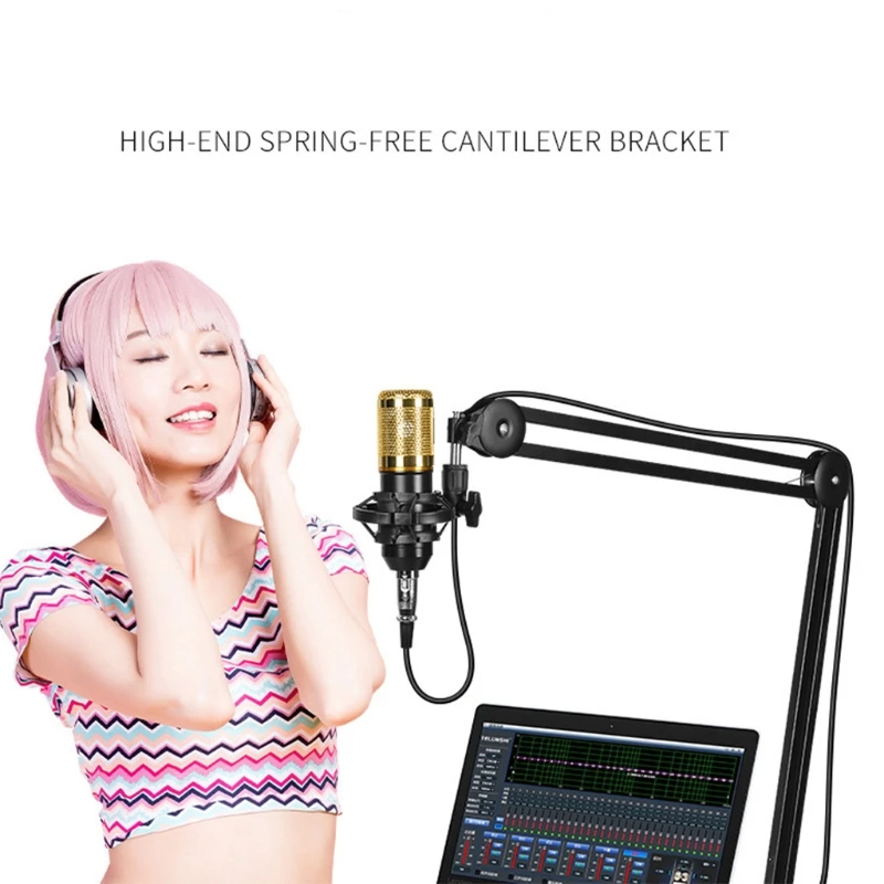 

24BB Upgraded Mic Arm Microphone Stand Dual Layered Mic P-op Filter Suspension Boom Scissor Arm Stands for All Microphone