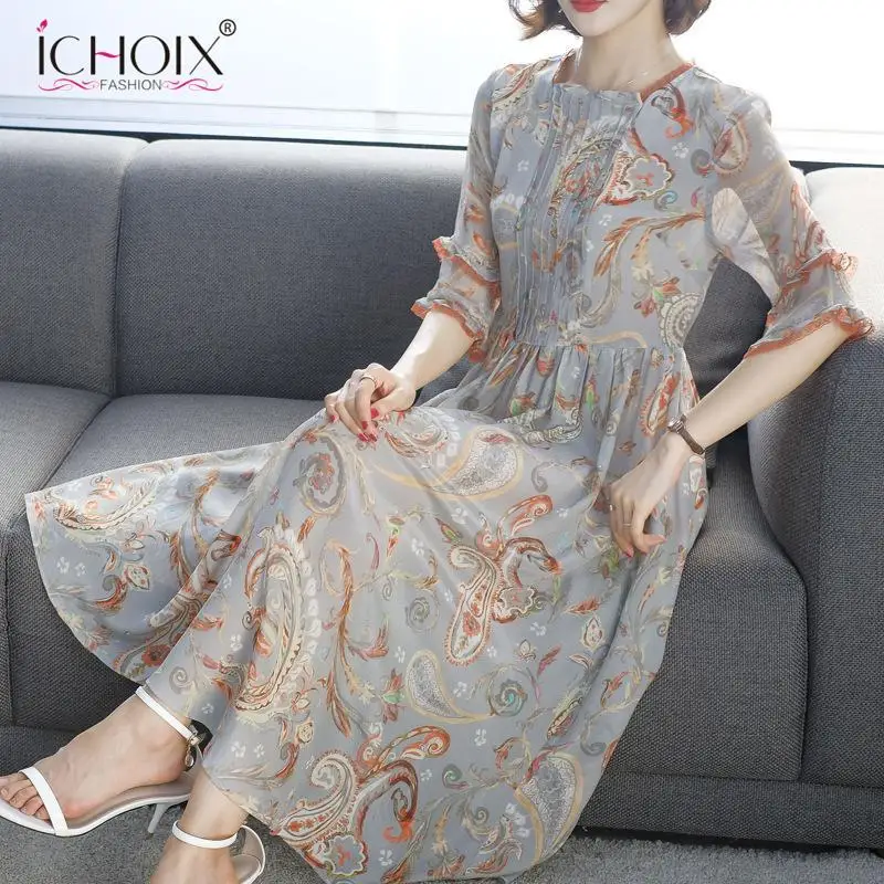 Женское шелковое платье с принтом Элегантное длинное вечернее в китайском стиле