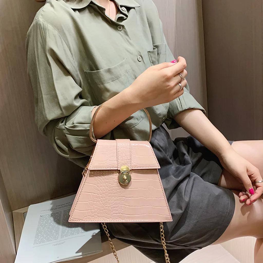 Pink Bolso mujer сумки для женщин Женские Ретро Аллигатор винтажные кожаные сумки сумка на плечо Повседневная ручка сумки - Цвет: Pink