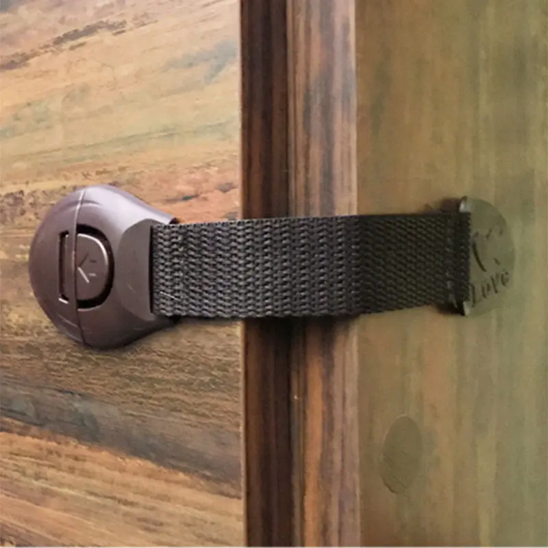 Cerraduras de seguridad para cajones de puerta de armario, 5 unids/lote, cuidado de seguridad para beb&eacute;s y ni&ntilde;os, correas de pl&aacute;stico, protecci&oacute;n para beb&eacute;s-2