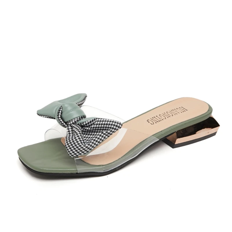 Милые летние тапочки с бантом бабочкой Элегантные женские туфли без задника на