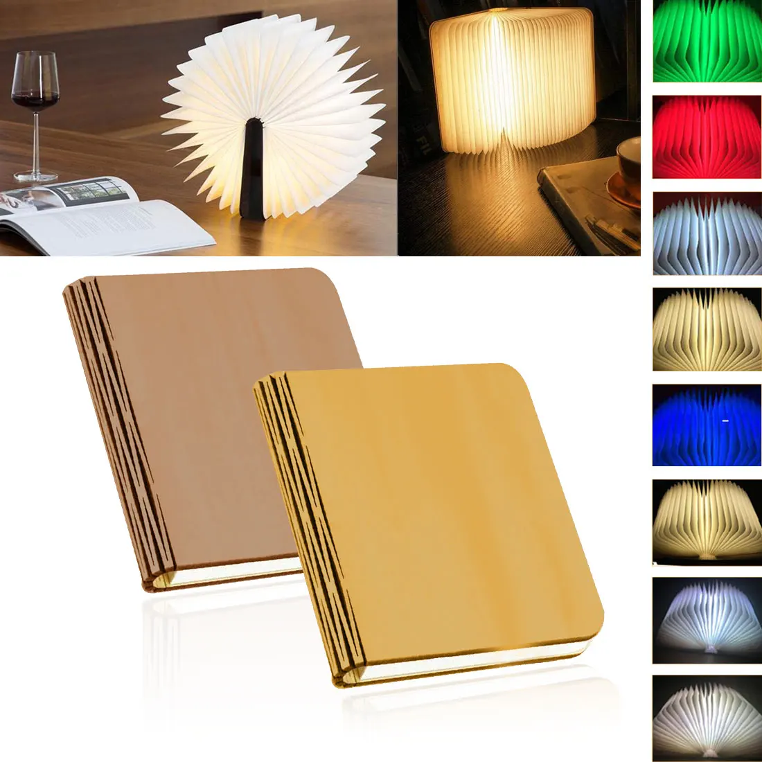 

Creative 3D Night Lamp LED Folding Wooden Book Light Table Decor Lights Bedside Mood Book Lamp Christmas Gifts For Kids Children