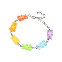1pc women girls rainbow candy colors gummy bear charms bracelet bangles jewelry cute birthday party bff gifts