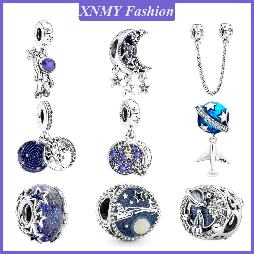 

Цепочка Защитная XNMY для браслетов, амулет серебристого цвета с изображением звездного неба, астронавта, Санта-Клауса, Подходит для Pandora, ори...