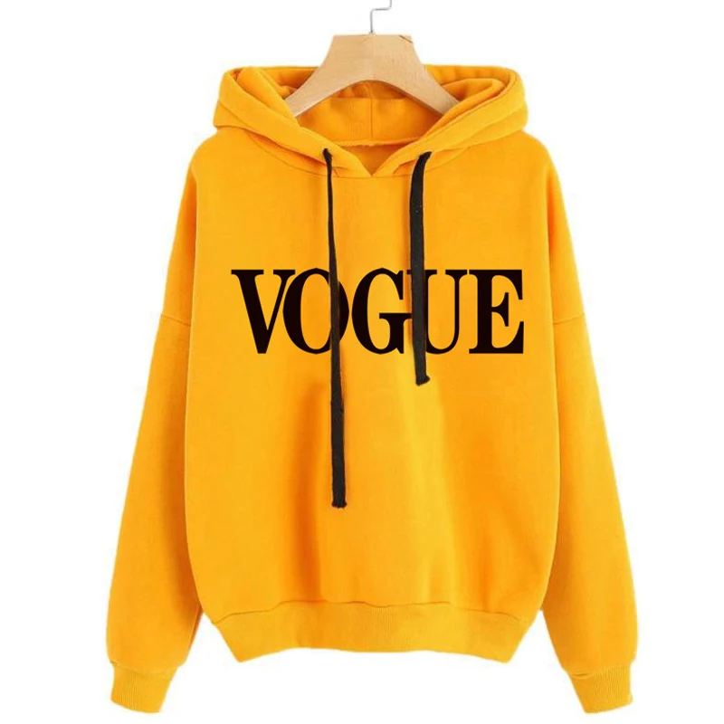 

Streetwear Hoodies VOGUE Printed Women Sweatshirts Autumn Long Sleeve Korean Female Hooded Pullovers Vintage Sweatshirt Femme