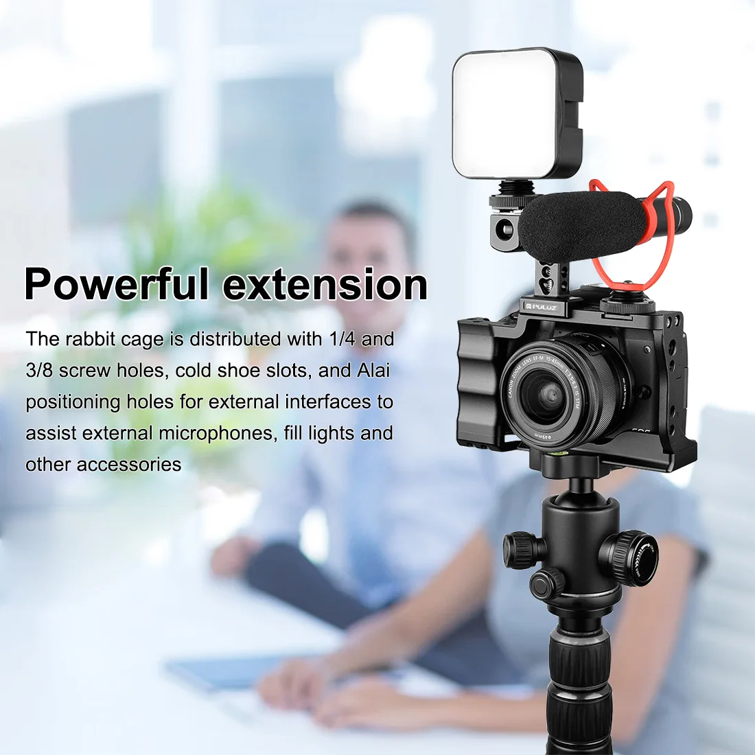 

PULUZ Video Micro single Camera Cage Stabilizer with Handle for Canon M50 Camera Accessories Handheld Bracket Aluminum Alloy