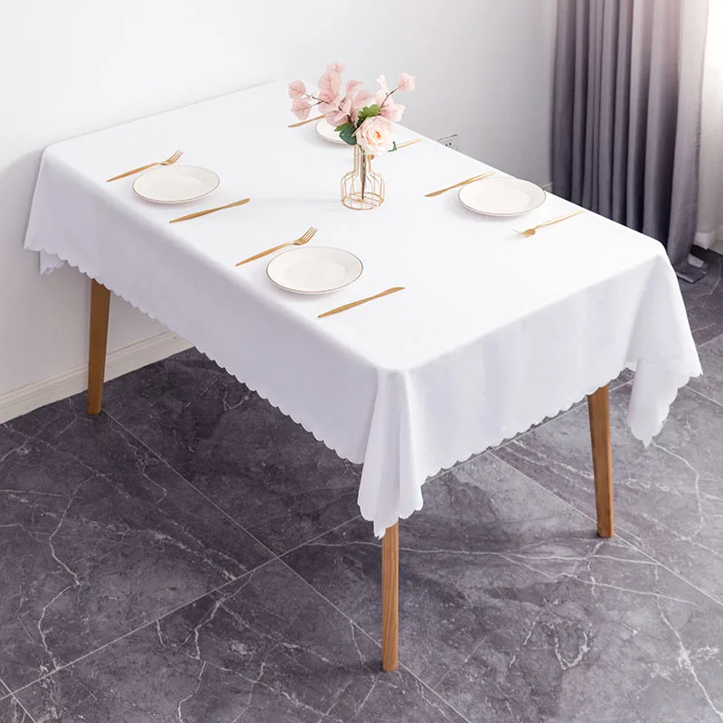 

Toalha de mesa retangular branca de poliéster, para decoração de eventos, casamentos, banquetes e hotéis