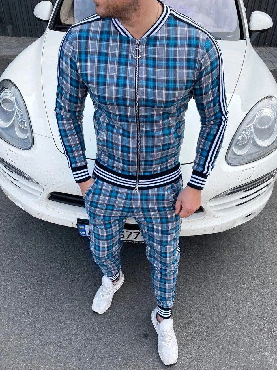 

2021Muscle Brother Sport Suits European American Trends 3DPrint Fitness Zipper Hoodies Sweatpants Slim Casual Fashion Tracksuits