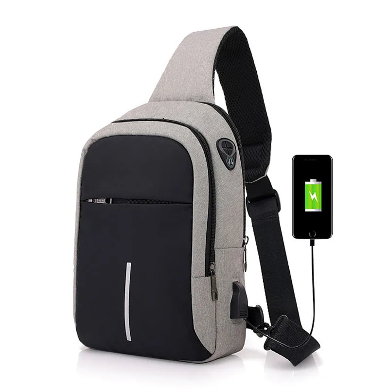 Мужская сумка мессенджер водонепроницаемая дизайнерская через плечо с usb