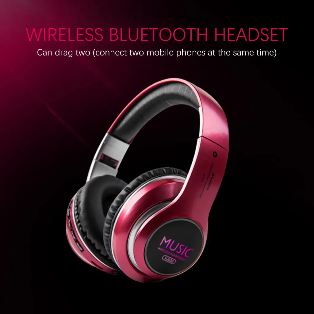 Mosunx VJ033 портативный складной светодиодный беспроводной гарнитур Bluetooth музыка