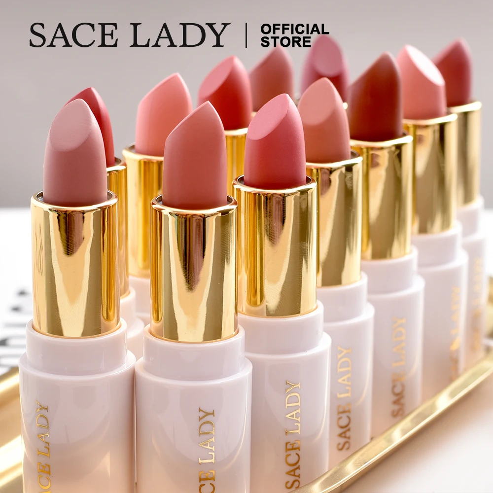 

SACE LADY Nude Lipstick Makeup Silky Matte Lip Stick Make Up Lasting High Pigmented Non-Stick Cup Lips Cosmetics Wholesale