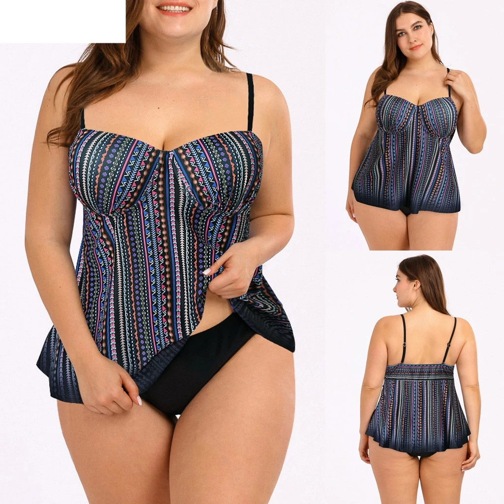 Женский купальник бикини плюс размер винтажный этнический стиль с открытыми