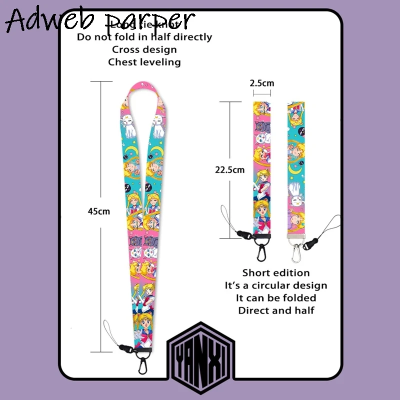

Anime Sailor Moon Key Lanyard Cosplay Badge ID Cards Holders Neck Straps Keyring Keychain Lanyard