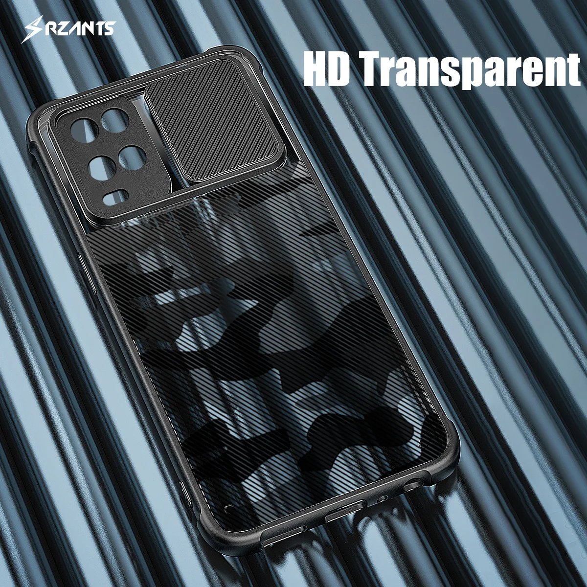 

Rzants For OPPO A54 Case Soft [Camouflage Lens] Protection Shockproof Slim Half Clear Cover Square Lid