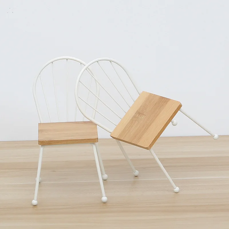 Маленький стул из цельного дерева мягкая мебель для украшения реквизит