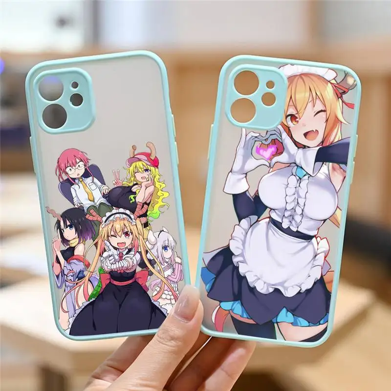 

Miss Kobayashis Dragon Maid Anime Phone Case Blue Color Matte Transparent For iPhone 13 12 11 Mini Pro X XR XS Max 7 8 Plus
