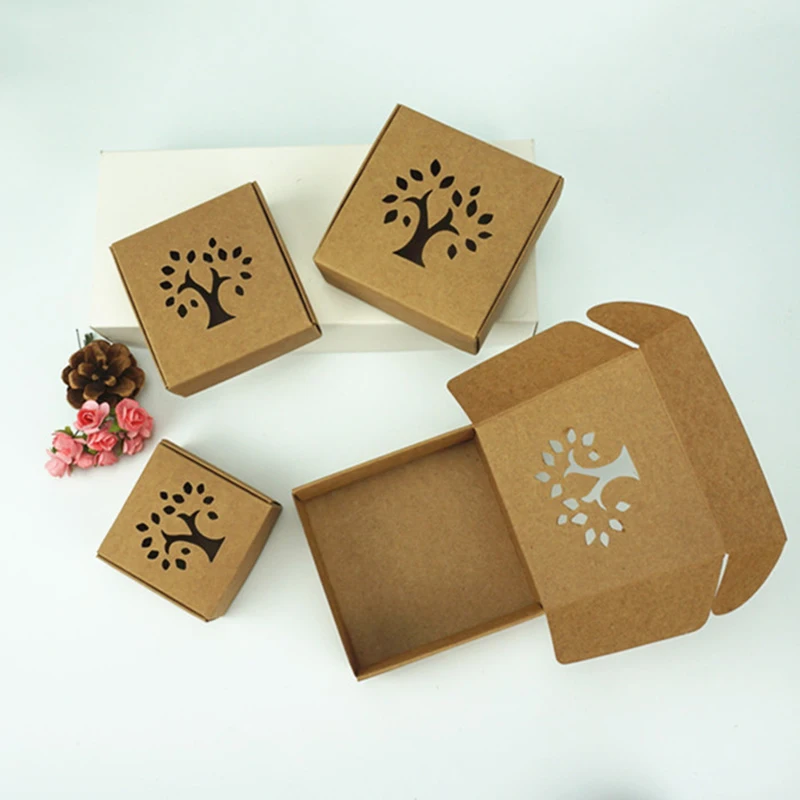 Подарочная коробка из крафт бумаги свадебные конфеты праздничные пустотелые