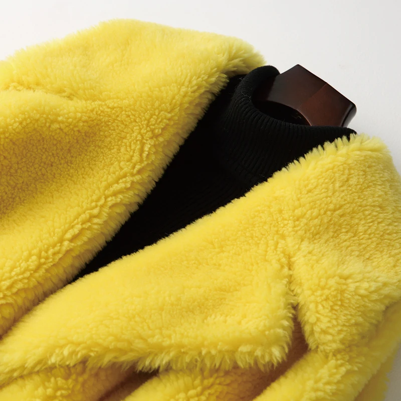 Теплое пальто с натуральным мехом женская куртка из 100% шерсти овчина мех осенне