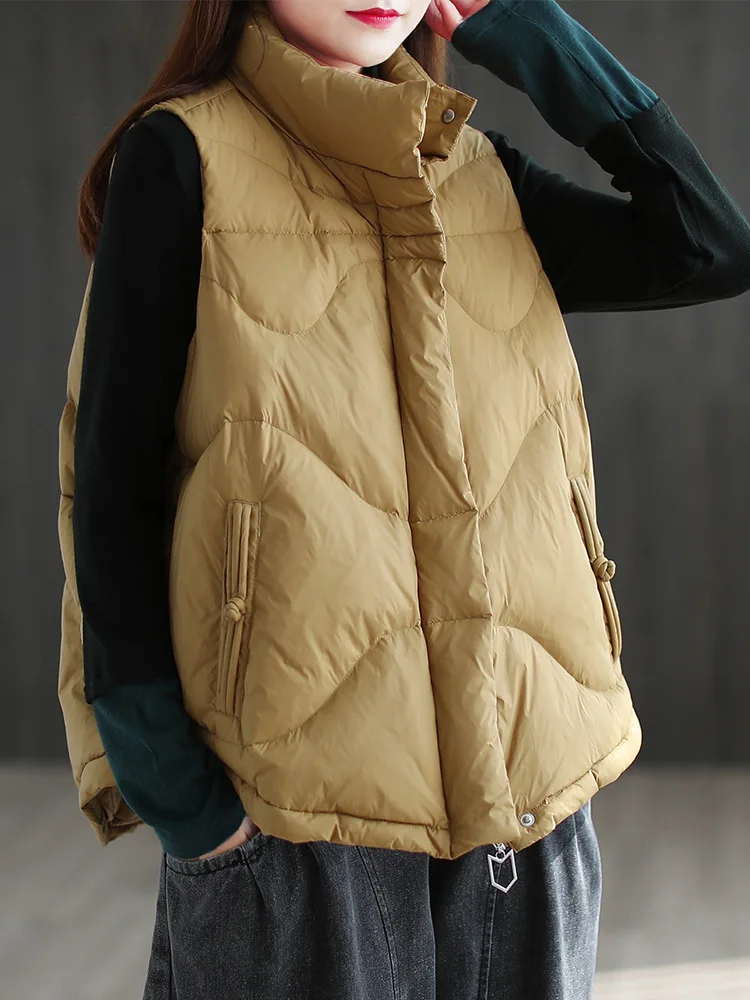 

Жилет пуховой женский ульсветильник, короткий ветрозащитный легкий теплый безрукавка, пальто на белом утином пуху без рукавов, 2022