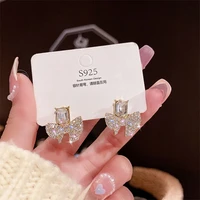 new product fashion bow zircon diamond earrings for women korean fashion earring birthday party daily wear jewelry gifts