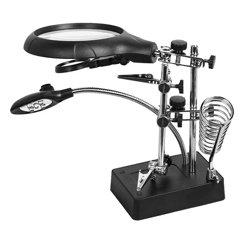 

Desktop Magnifying Glass with LED Light Adjustable Stand Magnifier Repair Station Without Battery with EU Plug