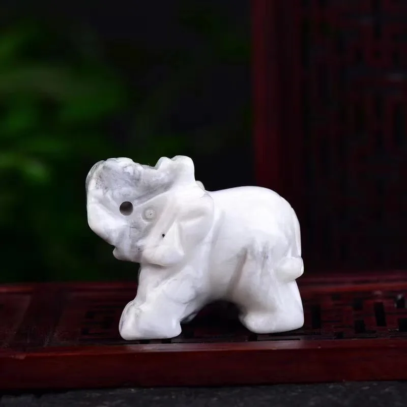 

1 шт. фигурки слонов ремесло резные Натуральный камень белый Howlite слон мини Животные статуя для домашний декор чакра исцеления