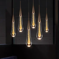 modern crystal led chandelier lighting hanglamp drop light restaurant bar staircase lamp loft art pendant lamp lighting fixtures