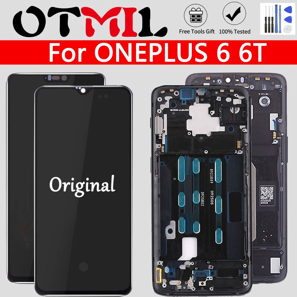 Оригинальный ЖК дисплей 6 41 дюйма для OnePlus 6T сенсорный экран рамка дигитайзер в