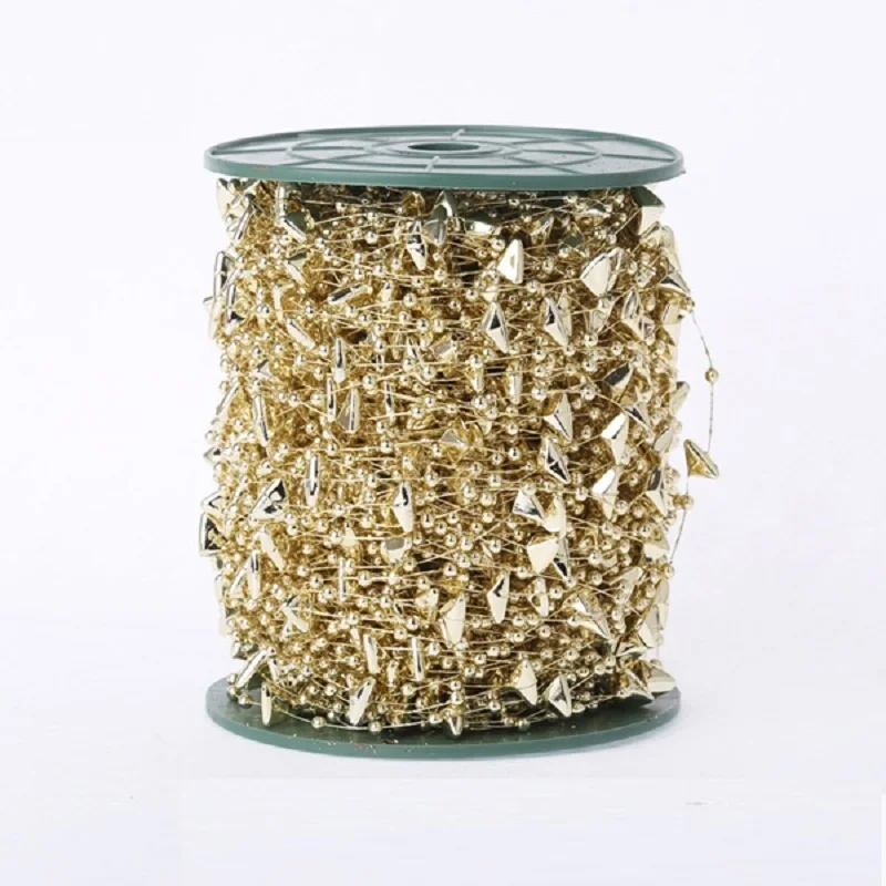 CAMMITEVER 60 Meters Golden Silver Bead Line Artificial Pearls Beads Chain Garland Flowers Wedding Decoration Event Party Supply | Дом и сад