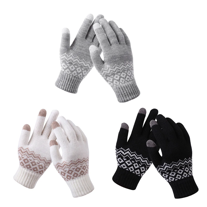 

Women Winter Press Sn Gloves Warm Knitted Gloves Thicken Gloves for Smartphone Outdoor Cycling Running Sport