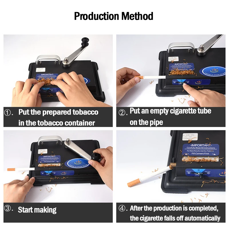 

Metal handmade cigarette tobacco rolling machine for 8mm injector maker hand roller DIY tool smoking cigarette holder