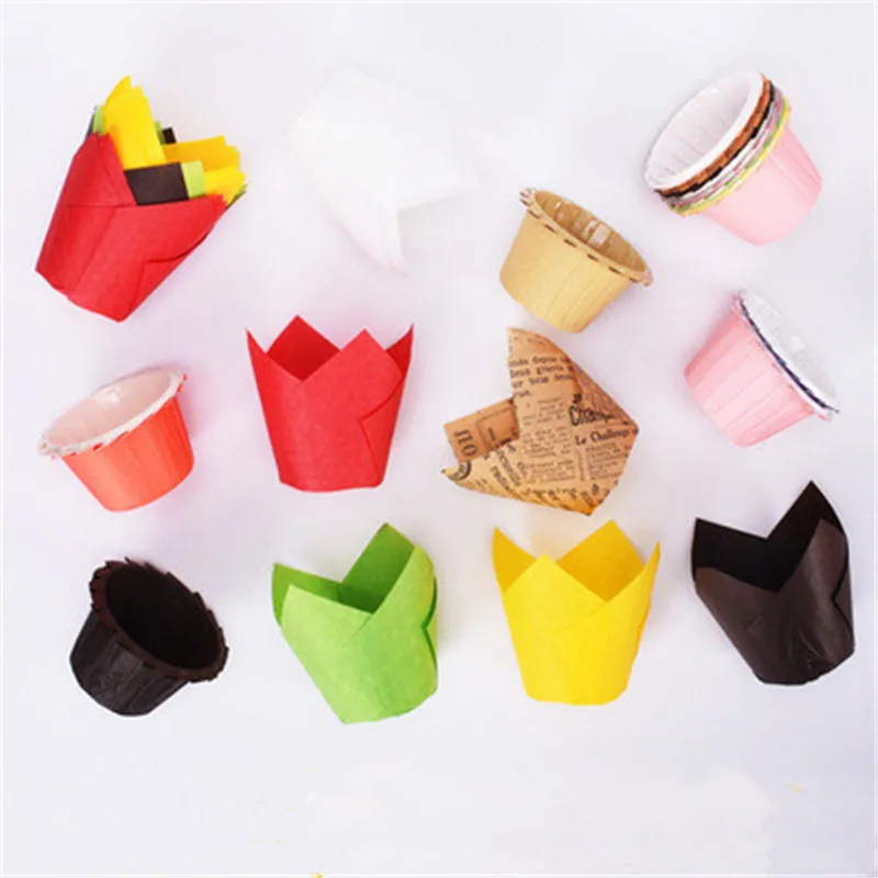 Форма для обертывания кексов с оранжевым тюльпаном подкладка выпечки бумажный