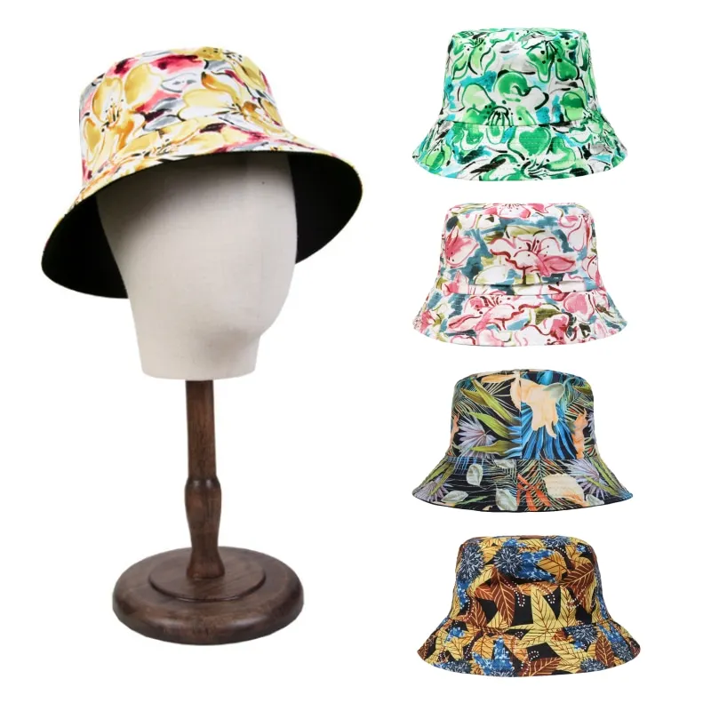 

New Unisex Cotton Bucket Hat Sun Hats for Women Men Panama Caps Print Sunbonnet Fedoras Outdoor Headwear Fisherman Hat Beach Cap
